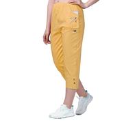 femiss Cropped Trousers for Women | 3/4 Length Pull-On Capri Pants with Elastic Waist | Lightweight Stretch Cotton | Dual Pockets | Ladies Cropped Trousers, Plus Size Summer Pants (Mustard, 22)