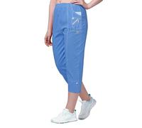 femiss Cropped Trousers for Women | 3/4 Length Pull-On Capri Pants with Elastic Waist | Lightweight Stretch Cotton | Dual Pockets | Ladies Cropped Trousers, Plus Size Summer Pants (Denim, 14)