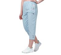 femiss Cropped Trousers for Women | 3/4 Length Pull-On Capri Pants with Elastic Waist | Lightweight Stretch Cotton | Dual Pockets | Ladies Cropped Trousers, Plus Size Summer Pants (Sky Blue, 22)