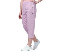 femiss Cropped Trousers for Women | 3/4 Length Pull-On Capri Pants with Elastic Waist | Lightweight Stretch Cotton | Dual Pockets | Ladies Cropped Trousers, Plus Size Summer Pants (Lilac, 24)