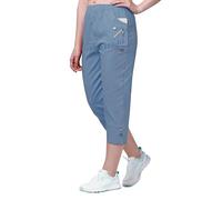 femiss Cropped Trousers for Women | 3/4 Length Pull-On Capri Pants with Elastic Waist | Lightweight Stretch Cotton | Dual Pockets | Ladies Cropped Trousers, Plus Size Summer Pants (Indigo, 16)