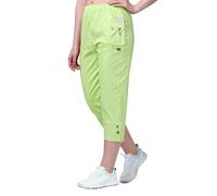 femiss Cropped Trousers for Women | 3/4 Length Pull-On Capri Pants with Elastic Waist | Lightweight Stretch Cotton | Dual Pockets | Ladies Cropped Trousers, Plus Size Summer Pants (Lime, 14)