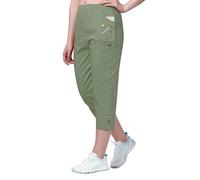 femiss Cropped Trousers for Women | 3/4 Length Pull-On Capri Pants with Elastic Waist | Lightweight Stretch Cotton | Dual Pockets | Ladies Cropped Trousers, Plus Size Summer Pants (Khaki, 22)