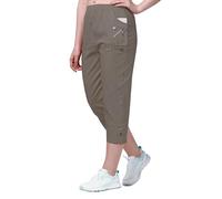 femiss Cropped Trousers for Women | 3/4 Length Pull-On Capri Pants with Elastic Waist | Lightweight Stretch Cotton | Dual Pockets | Ladies Cropped Trousers, Plus Size Summer Pants (Mocha, 22)