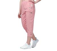 femiss Cropped Trousers for Women | 3/4 Length Pull-On Capri Pants with Elastic Waist | Lightweight Stretch Cotton | Dual Pockets | Ladies Cropped Trousers, Plus Size Summer Pants (Baby Pink, 16)