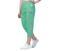 femiss Cropped Trousers for Women | 3/4 Length Pull-On Capri Pants with Elastic Waist | Lightweight Stretch Cotton | Dual Pockets | Ladies Cropped Trousers, Plus Size Summer Pants (Teal, 16)