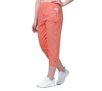 femiss Cropped Trousers for Women | 3/4 Length Pull-On Capri Pants with Elastic Waist | Lightweight Stretch Cotton | Dual Pockets | Ladies Cropped Trousers, Plus Size Summer Pants (Coral, 22)