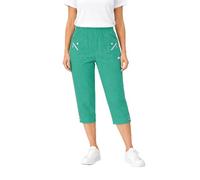 femiss Women Cropped Trousers | High Waist Elasticated Pull On Cropped 3/4 Pants | Soft Stretch Summer Casual Beach Travel Ladies Cotton Blend Office Wear| Available Sizes 10-26 | (Teal, 12)