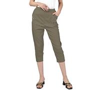 femiss Womens Capri Trousers Ladies Three Quarter Stretch Soft Trendy Elasticated Pull on Summer 3/4 Shorts Plus Size Pants (10, Mocha)