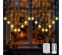 FemKey Christmas Snowflake Light Curtain, 2 x 1 m Christmas Snowflake String Lights, 8 Modes, 104 LED Christmas Garland Light Curtain IP44 for Outdoor, Interior, Bedroom, Window, Christmas Decoration