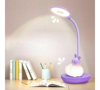FemKey Desk Lamp for Girls, LED Reading Lamp 3 Modes with 5 Brightness, Bedside Kawaii Portable Press Touch Kids Night Light, Purple Rabbit Table Lamp for Children Reading, Studying
