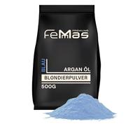 FemMas Bleaching Powder Blue 500 g I Bleaching Powder with Plex Technology and Argan Oil I Even Bleaching I Ultra Strong & Dust-Free I Hair Bleach for Whitening up to 9 Shades