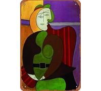 Femme Assise Dans Un Fauteuil Rouge - The Red Armchair Metal Tin Signs Room Stuff Wall Decor Sign 8x12 Inch