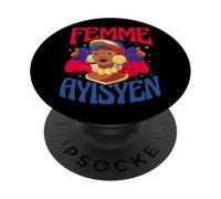 Femme Ayisyen Proud Haitian Woman Haiti Flag Pride PopSockets Adhesive PopGrip