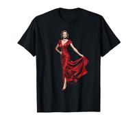 Femme Fatale in Red Vintage Elegance Pin Up T-Shirt