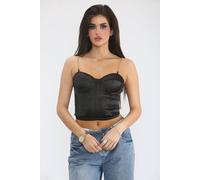 Femme Luxe Women's Chain Detail Bustier Corset Top in Black | Size: 10-12 Femme Luxe Black 10-12