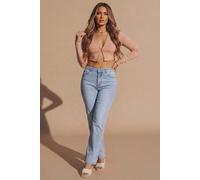 Femme Luxe Women's Distressed With Rhinestone Back Pink Pocket Jean in Light Blue | Size: 10 Femme Luxe Light Blue 10