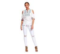 Femme Luxe Women's High Waist Skinny Jeans, Knee Ripped Jeans Sizes UK 6-14 (UK, Numeric, 14, Regular, Regular, White)