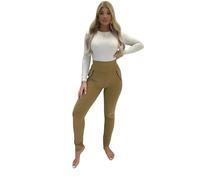 Femme Luxe Women's Leggings, Ladies High Waist Double Band Legging, Stretch Fabric, Full Length, Slim Fit, Side Pockets with Available Sizes 8/10-16/18 (UK, Numeric, 8, 10, Regular, Regular, Beige)