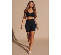 Femme Luxe Women's Rust With Black High Waist Biker Shorts - Pack of 2 in Burnt Orange | Size: 7-11 Femme Luxe Burnt Orange 7-11