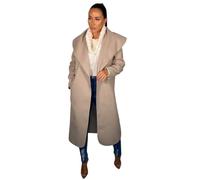 Femme Luxe Women's Waterfall Duster Coat, Belted Long Sleeve, Belted, Available UK Sizes 8/10-12/14, Multicolour (UK, Numeric, 8, 10, Regular, Regular, Stone)