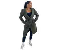 Femme Luxe Women's Waterfall Duster Coat, Belted Long Sleeve, Belted, Available UK Sizes 8/10-12/14, Multicolour (UK, Numeric, 8, 10, Regular, Regular, Khaki)