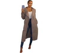 Femme Luxe Women's Waterfall Duster Coat, Belted Long Sleeve, Belted, Available UK Sizes 8/10-12/14, Multicolour (UK, Numeric, 12, 14, Regular, Regular, Mocha)