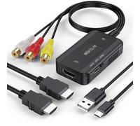 FEMORO RCA to HDMI Converter, AV (Red Yellow White Cable) to HDMI Adapter 1080P@60Hz for VCR DVD VHS STB Wii PS One PS2 SNES Xbox DVD Player to TV Monitor