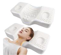 FEMRCATN Cervical Orthopedic Latex Sleeping Pillow; for Neck, Shoulder, and Back Pain Relief; Helps Spinal Alignment; Back and Side Sleeping,Import from Thailand Neck Pillow,Massage Pillow