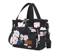 Femuar Lunch Bags for Women/Men, Insulated Lunch Bag for Work Office - Lunch Cooler Bag Leakproof Lunch Box with Adjustable Shoulder Strap - Pink flower, TLAA-0007