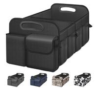 Femuar Organizador de maletero de coche, organizador de almacenamiento de coche con gran capacidad impermeable plegable para coche Suv/Jeep/Sedán (negro, estándar)