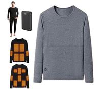Femxizor Heated Thermal Underwear Men USB Battery Electric Heating Baselayer Shirt Long Johns for Outdoor Motorcycle Camping,3XL, Gray Top