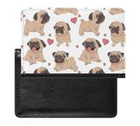 FENAC Passport and Vaccine Card Holder Cartoon Pug Dog Passport Cover Documents Organizer Protector