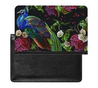 FENAC Passport and Vaccine Card Holder Peacock Flowers Passport Cover Documents Organizer Protector