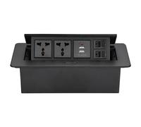 FENALNFS Pop-Up Desktop Socket 2AC+2USB+2 Network Multi-Functional Three-Hole Desktop Socket Aluminum Alloy Embedded Desktop Socket,Black