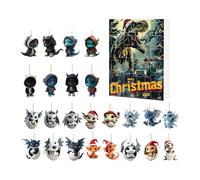 Fenayuu Christmas Dragon Countdown - Cute 2D Dragon Advent Christmas Calendar, 24 Days Acrylic Decoration with Figures for Desk Wall Tree Office Family Youth Children Adults