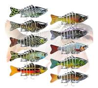 Fenayuu Floating Bait - Bass Bait Set of 10, Versatile Realistic Artificial Bait for Catfish Carp Sea Bass Attraction