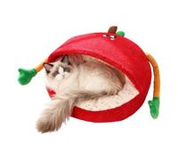 Fenayuu Kitten Bed, High Elasticity Soothing Cat Bed, Round Semi-Wrapped Plush Pet Bed for Small and Medium House Cats and Dogs, Soft Cotton Bed