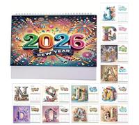 Fenayuu Monthly Desk Calendar - Rhinestone Art Desk Calendar 2026 Planner - Monthly Planner Home Decor for Apartment Dorm Office Living Room School Classroom Christmas Teacher