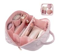 Fenayuu Travel Cosmetic Bag Waterproof Portable Large Capacity Makeup Case Brush Organiser Bag for Women and Girls Daily Travel Aeroplane Cosmetic Brush Lipstick, pink, see description, See