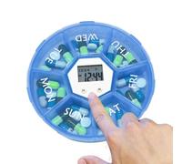 Fenayuu Weekly Pill Box - 7-Compartment Intelligent Pill Box with Timer | Daily Medication Reminder with Morning / Noon / Evening Compartments for Home Work On the Go