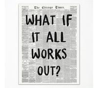 Fenbhjgy Vintage Black and White Chicago Newspaper Canvas Wall Art, Affirmation Quote What If It All Works Out Room Aesthetic Poster, Retro Print for Apartment Bedroom Decor 12x16in Unframed