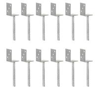 Fence Anchor Set Silver 12pcs L-Shaped 8x6x30cm Hot-Dip Galvanised Outdoor Steel