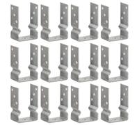 Fence Anchor Set Silver 9x6x15cm Hot-Dip Galvanised Steel 12pcs U-Shape Predrill