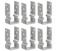 Fence Anchor Set U-Shaped Silver 7x6x15cm Hot-Dip Galvanised Steel 6pc Pre-Drill