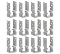 Fence Anchor U-Shaped Silver Galvanised Steel 7x6x15cm Pack of 6 Heavy Duty set