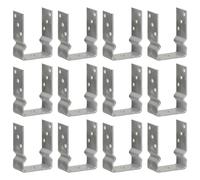Fence Anchors 12pcs Silver 10x6x15cm Hot-Dip Galvanised Steel U-Shape Predrilled