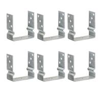 Fence Anchors 6pc Silver Hot-dip Galvanised Steel U-Shaped 14x6x15cm Heavy-Duty