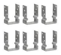 vidaXL Fence Anchors Ground Anchor Post Bracket 12 pcs Silver Galvanised Steel