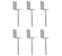 vidaXL 6x Fence Anchors Silver 8x6x30 cm Galvanised Steel Ground Anchor Post